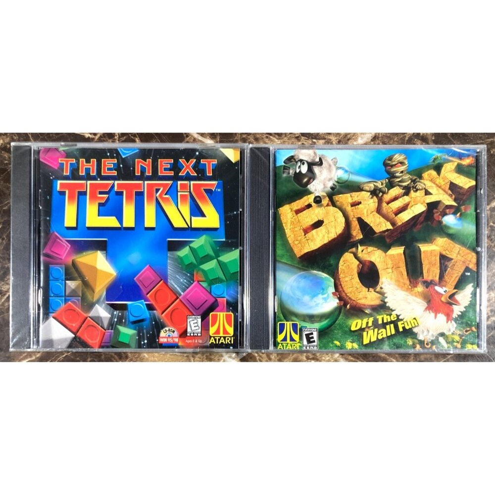 The Next Tetris & Breakout PC CD-Rom Game Lot SEALED Windows 95/98 Atari 99-2001
